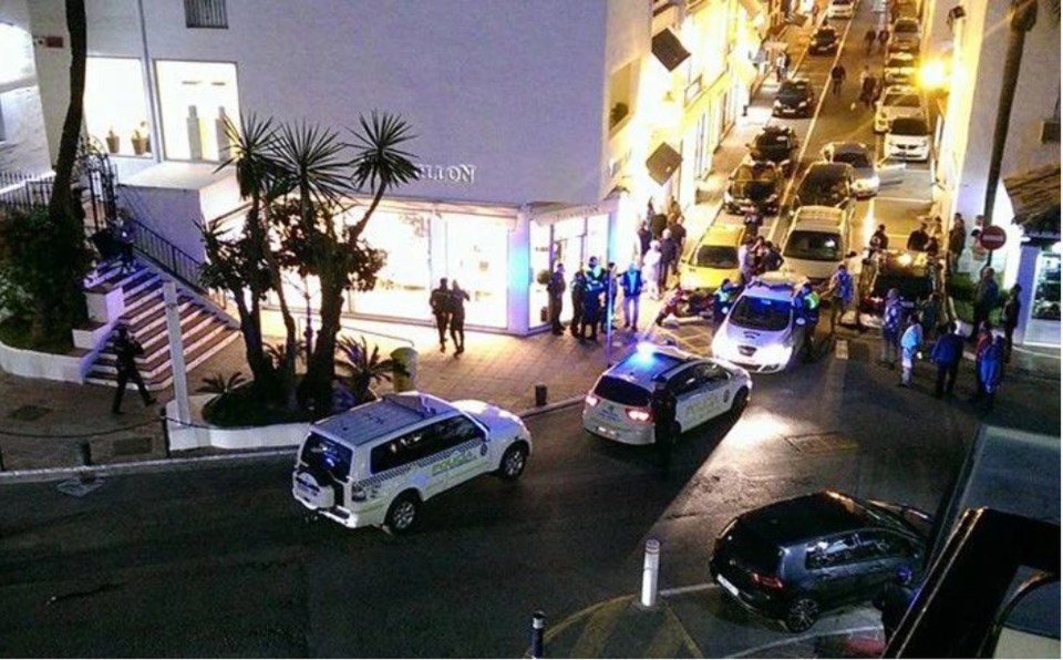 Police arrive at the scene in Marbella