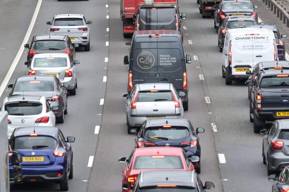 Holiday traffic on the M5 Motorway near West Bromwich