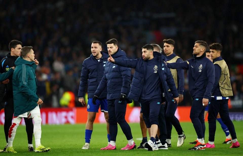 Trossard and Porto players were involved in a heated exchange