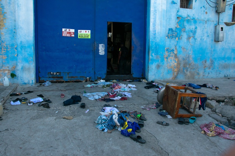 The entrance to Haitian National Penitentiary after the attack on Sunday