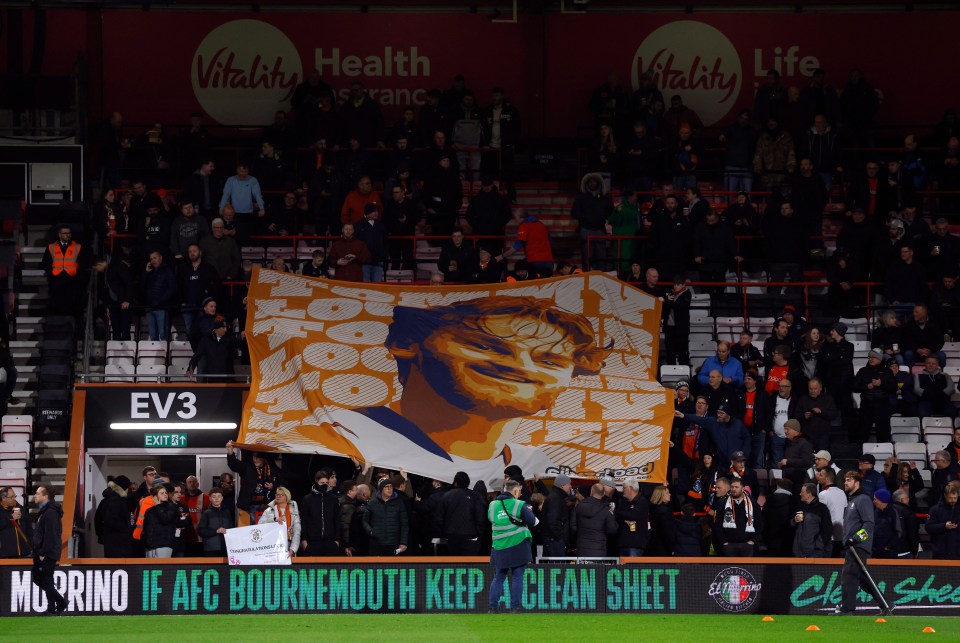 Hatters supporters held up a mural of Lockyer