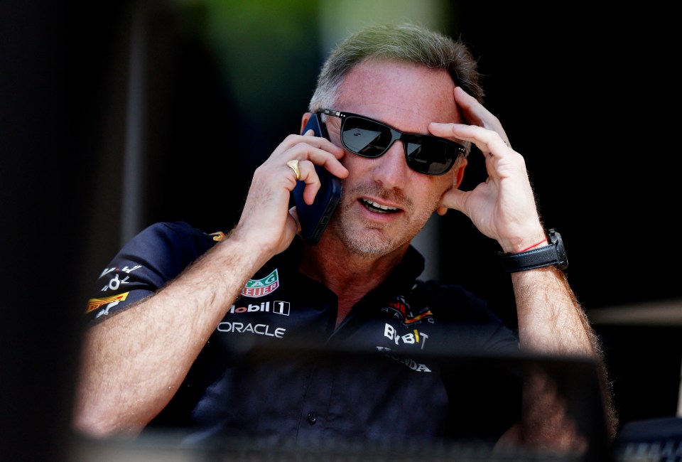 Horner speaking on the phone in Bahrain yesterday