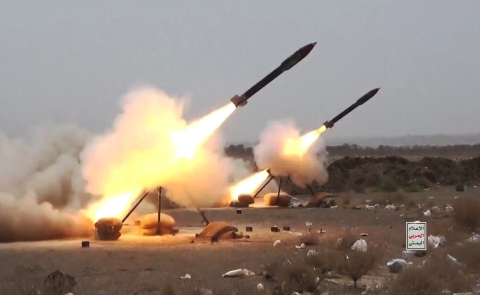 Two missiles are seen firing off as part of the alarming war games