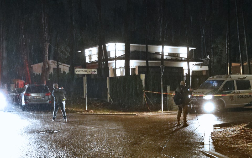 Police car standing at the scene where Volkov was brutally attacked