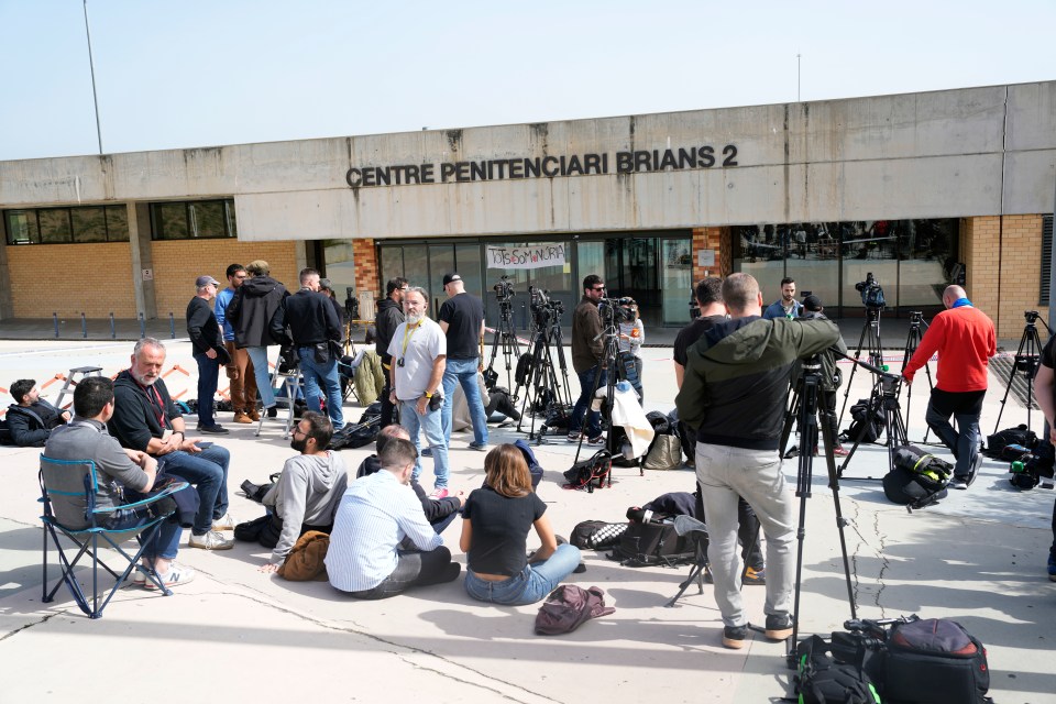 Media waiting outside the prison for Alves' release last week