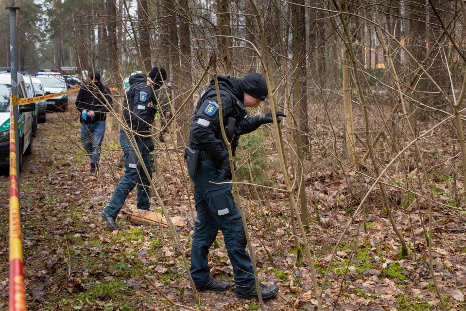 Cops were seen inspecting the area near the house after the attack