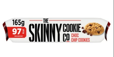 The Skinny Cookie Co Choc Chip Cookies contain only 97 calories per two cookies