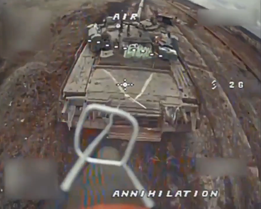 POV footage as a FPV drone - which Ukraine now relies on to hold off Russia's advance - goes in for the kill