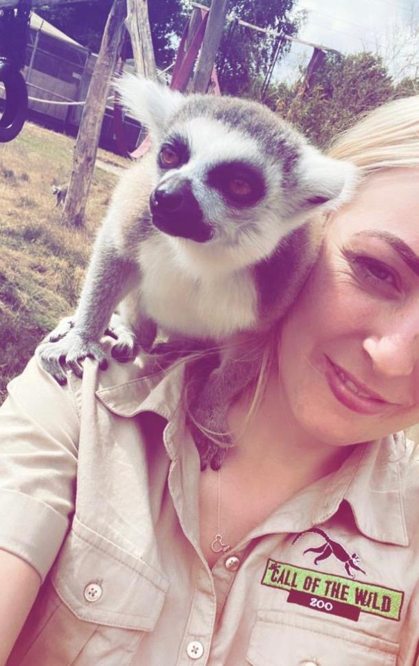 Lynsey feeding one of the zoo's lemura