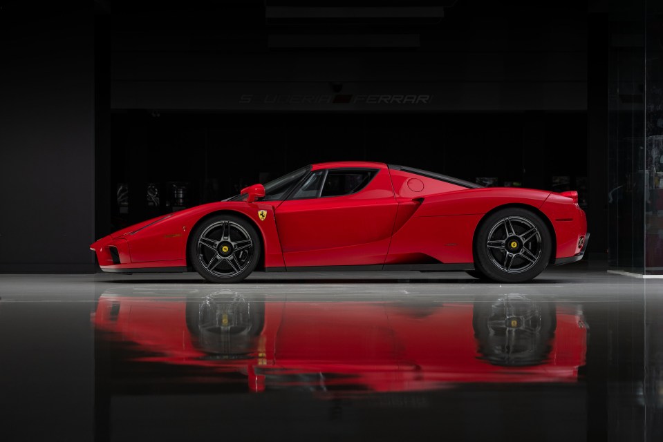 A side view of the Ferrari Enzo