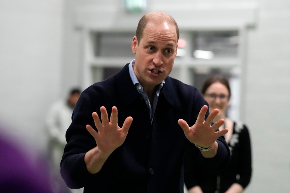 Prince William gestures during his visit to WEST, the new OnSide Youth Zone in Hammersmith and Fulham in London, Thursday, March 14, 2024. Named WEST (standing for 'Where Everyone Sticks Together') by local young people, the new Youth Zone will be staffed by skilled and dedicated youth workers who will support young people from across west London to develop the skills and confidence they need to achieve their dreams. (AP Photo/Frank Augstein, Pool)