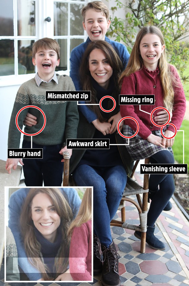 Fans pointed out a number of 'editing fails' after the image of Kate was released