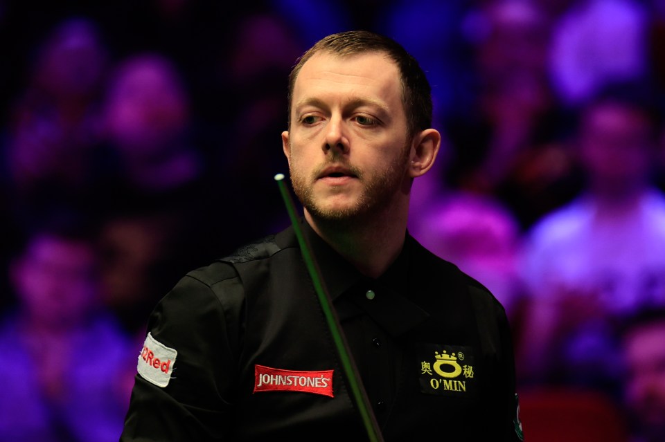 TELFORD, ENGLAND - FEBRUARY 25: Mark Allen of Northern Ireland reacts in the Final match against Zhang Anda of China on day seven of 2024 Players Championship at Telford International Centre on February 25, 2024 in Telford, England. (Photo by Tai Chengzhe/VCG via Getty Images)