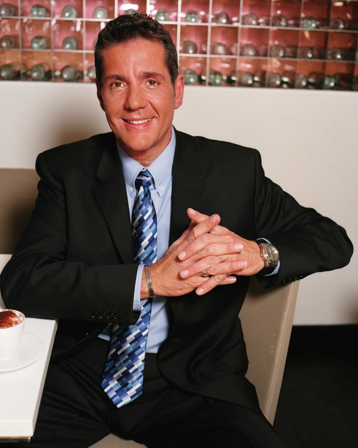 Television presenter Dale Winton photographed in a cafe, circa 2003. (Photo by Jason Bucker/TV Times/Future Publishing via Getty Images)