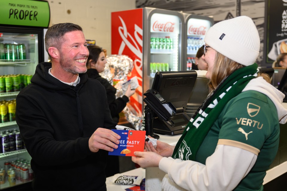 David Norris was dishing out the pasties to fans who came to his rescue