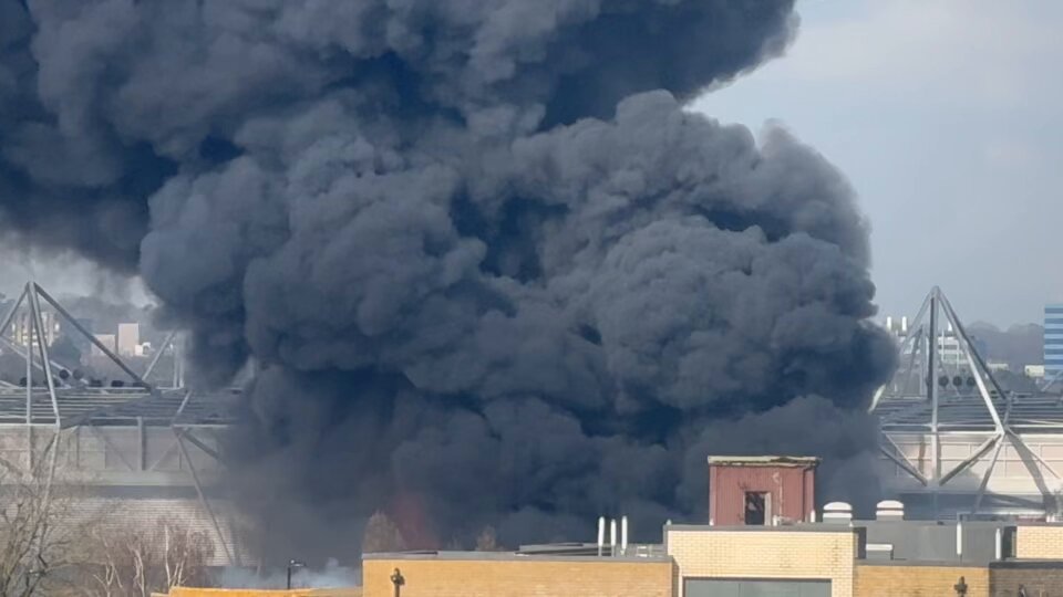 Southampton's St Mary's stadium was engulfed in smoke after a fire broke out