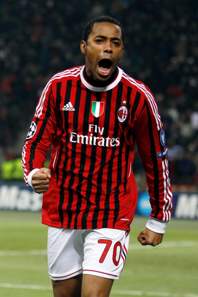 Robinho pictured in 2012 during his time at AC Milan