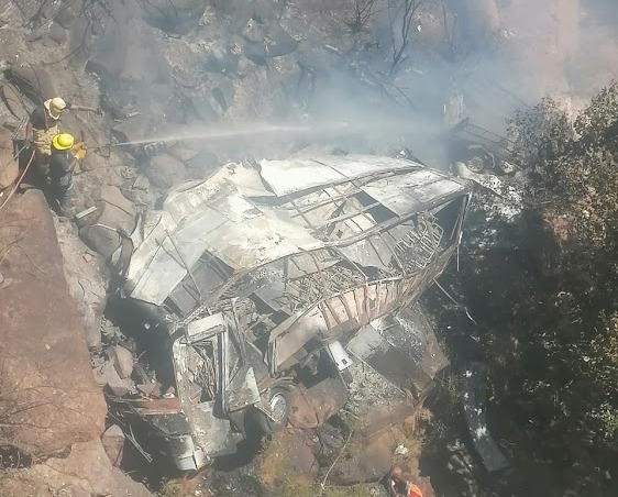 Forty five people have died in a horror bus crash in South Africa