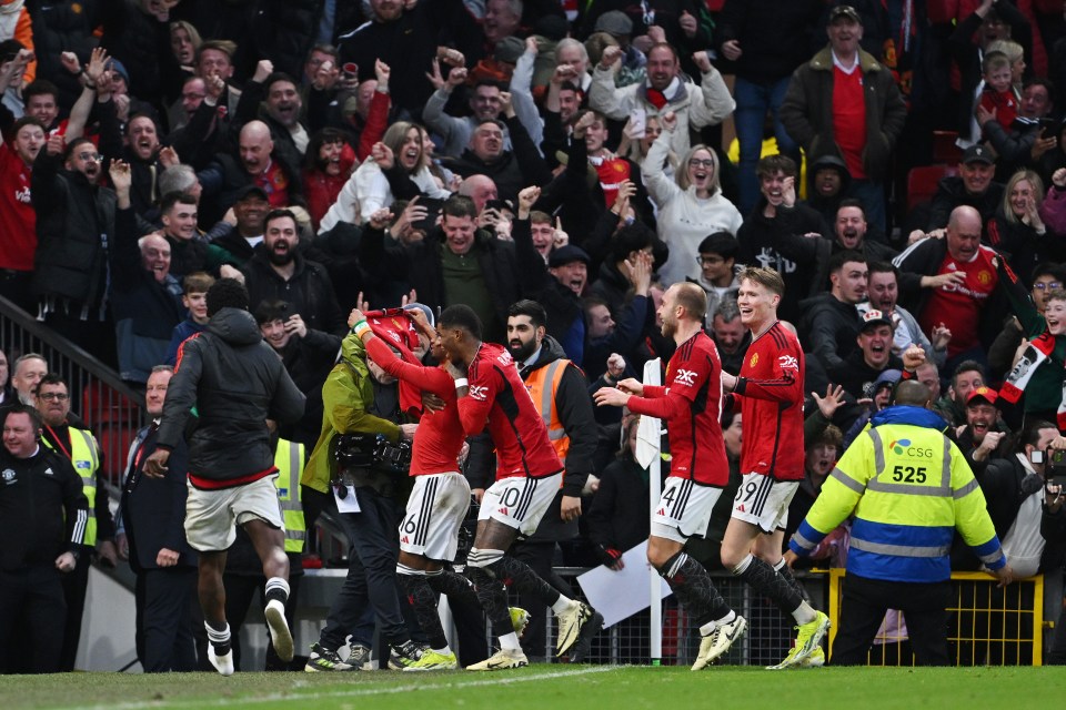 The star finished off a counter-attack to spark wild scenes at Old Trafford