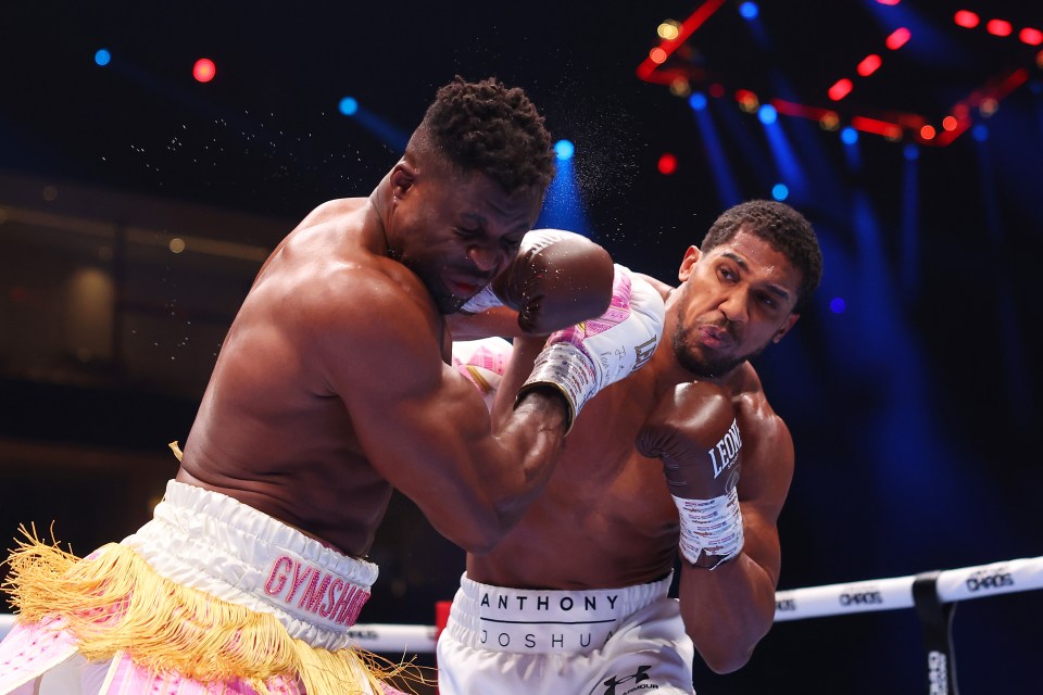 Francis Ngannou was knocked out by an Anthony Joshua right hand