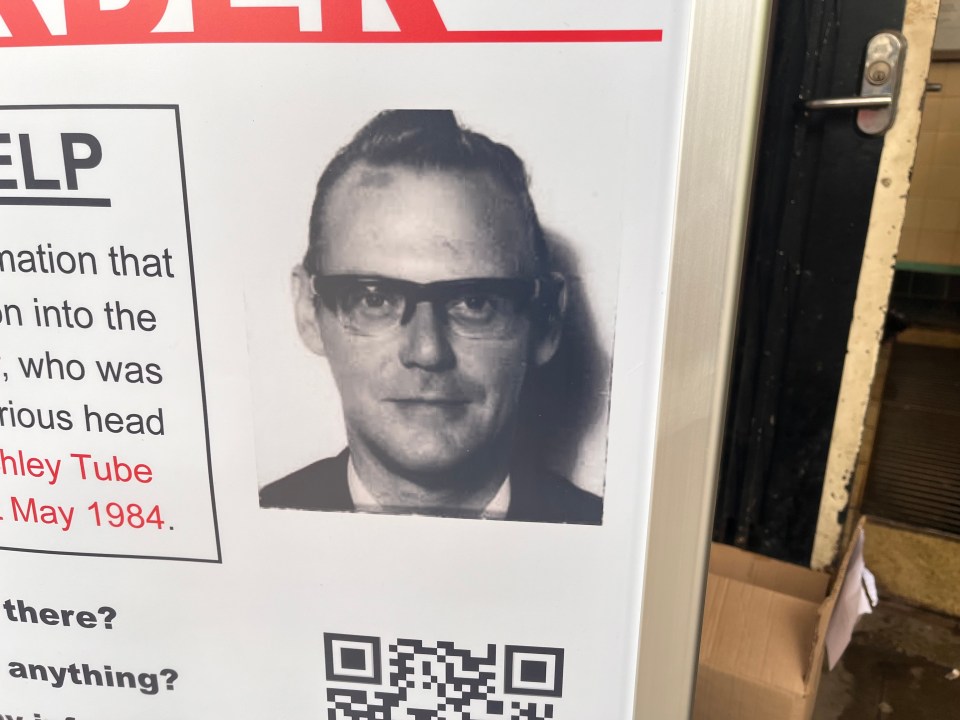 An appeal poster outside East Finchley Underground station in north London