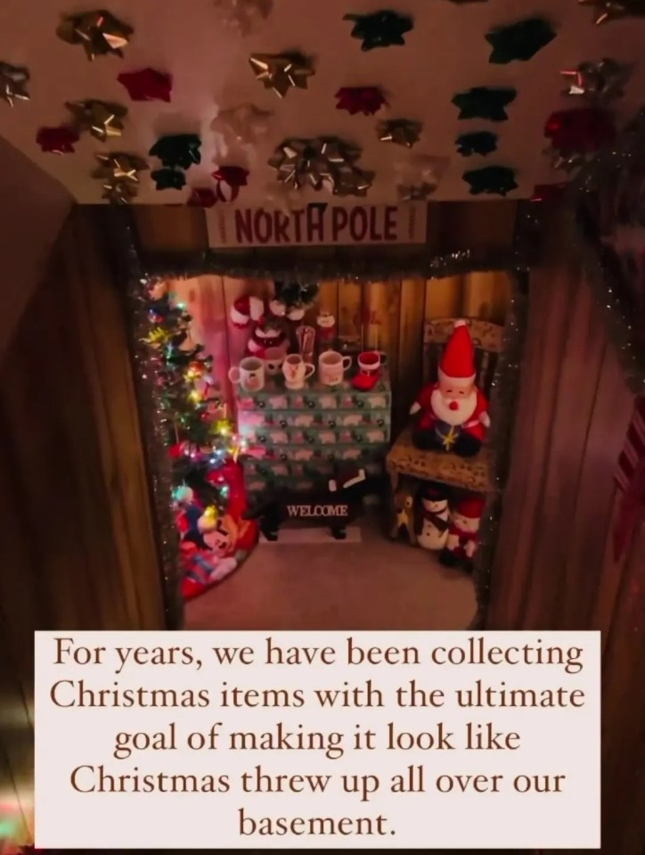 Ashley and Dan transformed their basement into a Christmas-themed grotto