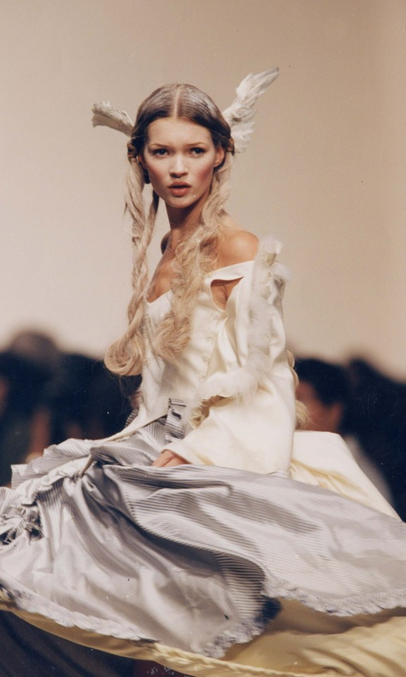 Kate Moss In John Galliano’s Swaying Hoop And Swathes Of Crinoline in 1993