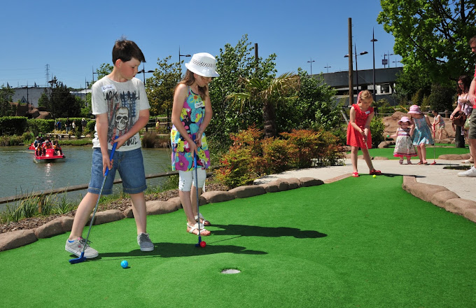 Kids can enjoy the pirate-themed mini golf