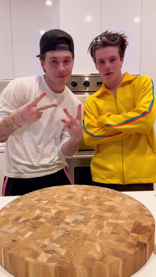 Brooklyn appeared with his brother Cruz, a musician a beef wellington demonstration video