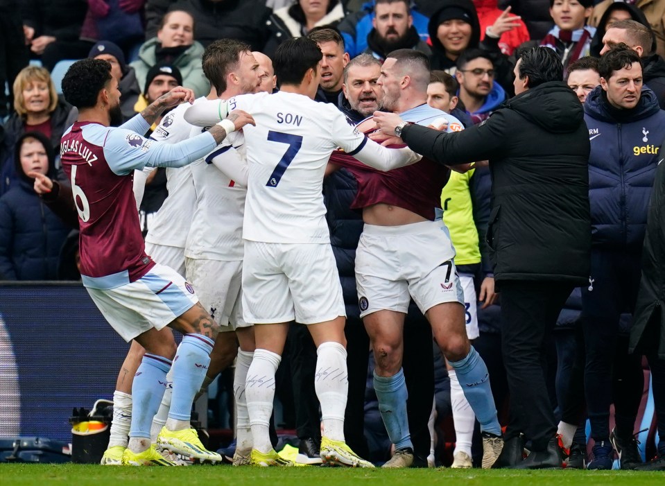 Tempers flared on the touchline after the challenge