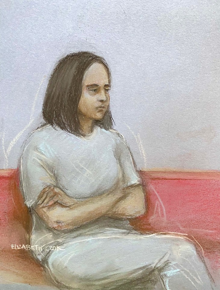 Court drawing of Jaskirat Kaur, also known as Jasmine Kang, appearing at Wolverhampton Magistrates’ Court