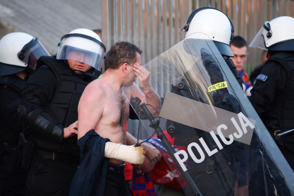 Violence erupted between fans during a Wisla Krakow versus Cracovia match