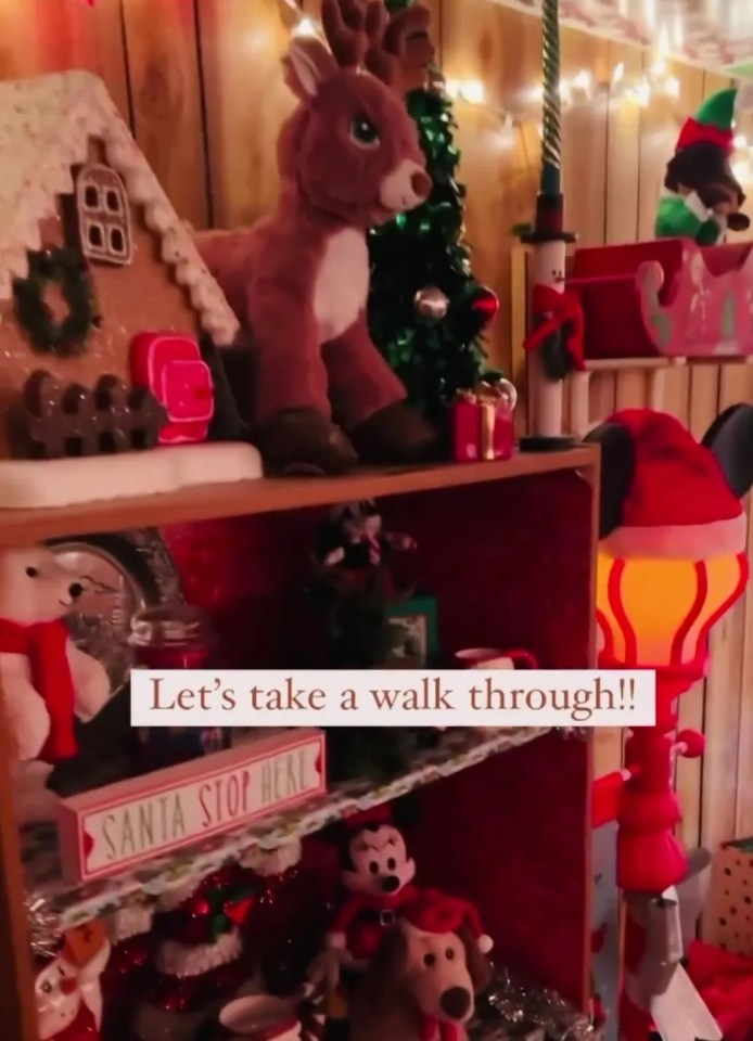 In a clip, Ashley gave a tour around their decorated downstairs space