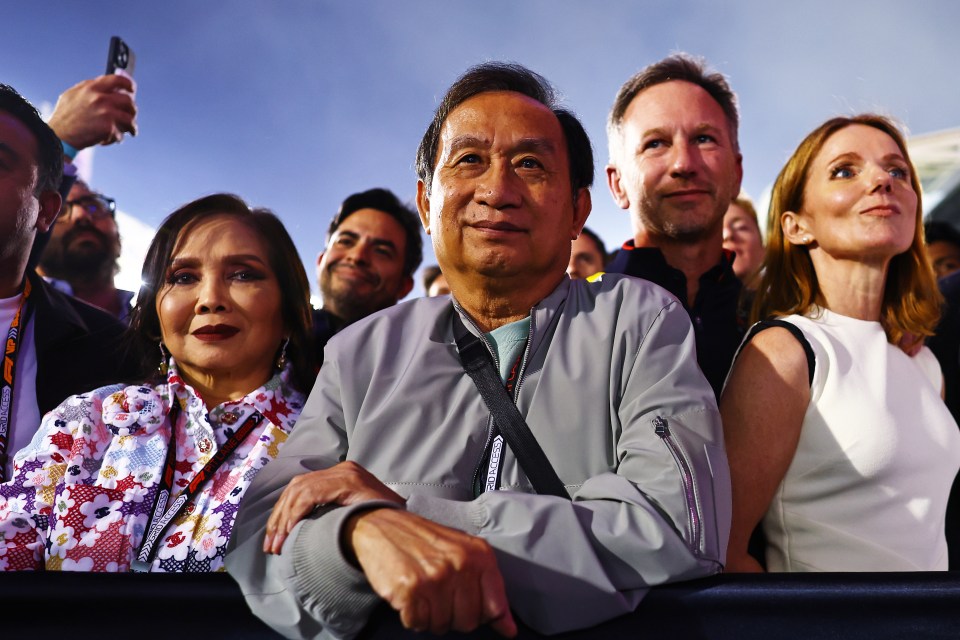 Chalerm Yoovidhya and wife Daranee, were pictured alongside Christian and Geri Horner