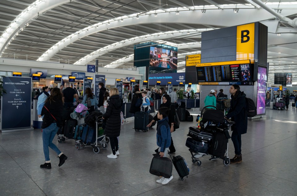 Busy Heathrow airport T5 this morning for the Easter holidays