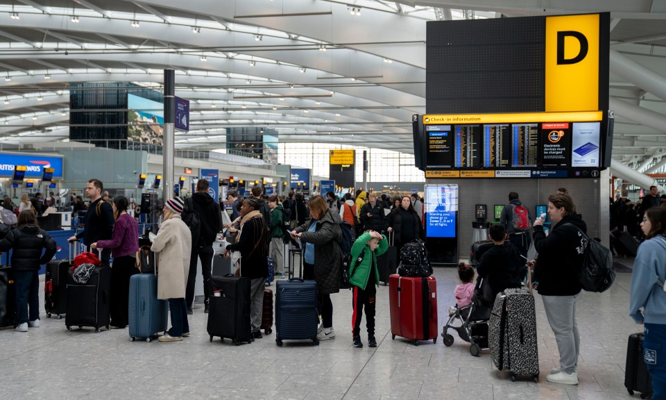 Busy Heathrow Airport Terminal 5 this morning