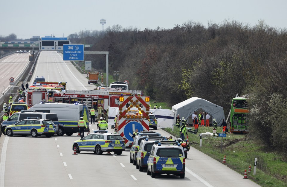 Emergency services at the scene on the A9 motorway