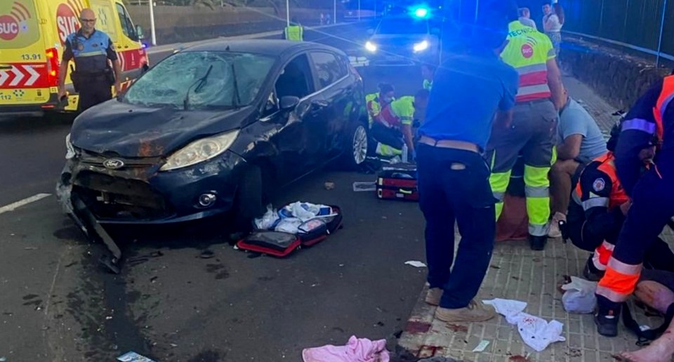 The vehicle mounted the pavement in the popular resort of Playa Blanca on Monday evening