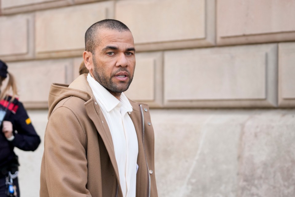 Dani Alves arrives at a court in Barcelona on Thursday after he was released on bail