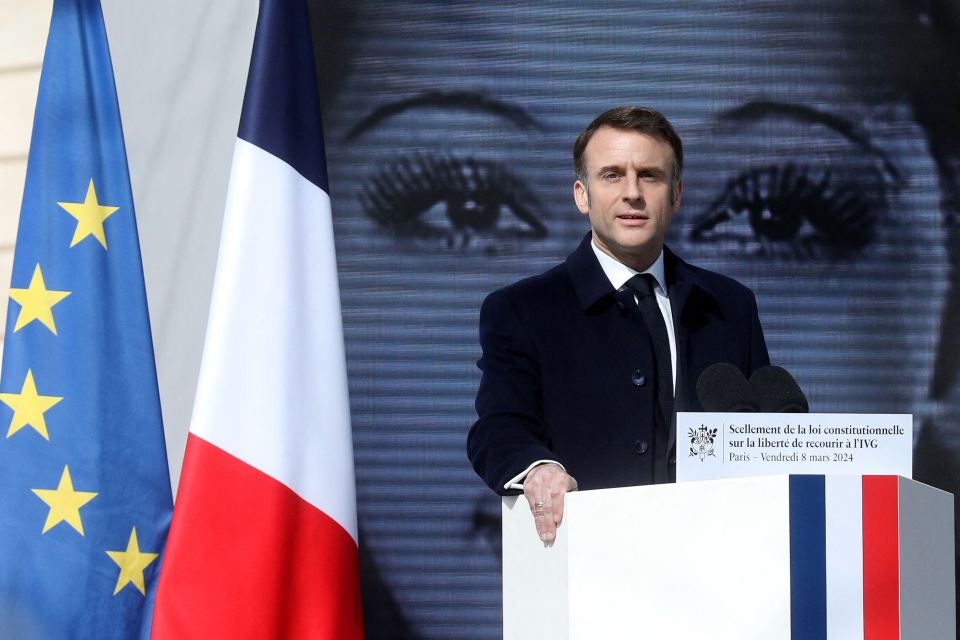 French President Emmanuel Macron pictured today