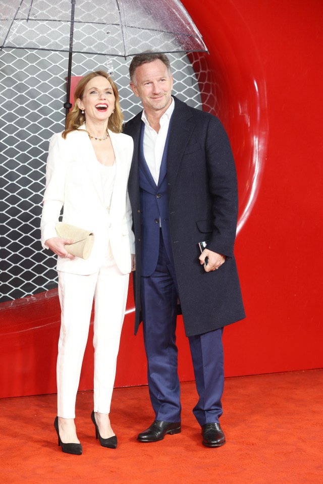 Horner and wife Geri at the Ferrari Sky Premiere at Odeon Luxe Leicester Square in December