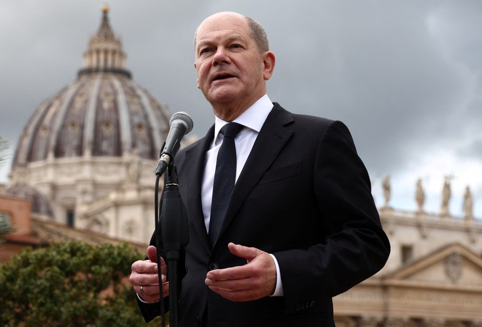 German Chancellor Olaf Scholz speaks in Rome over the weekend