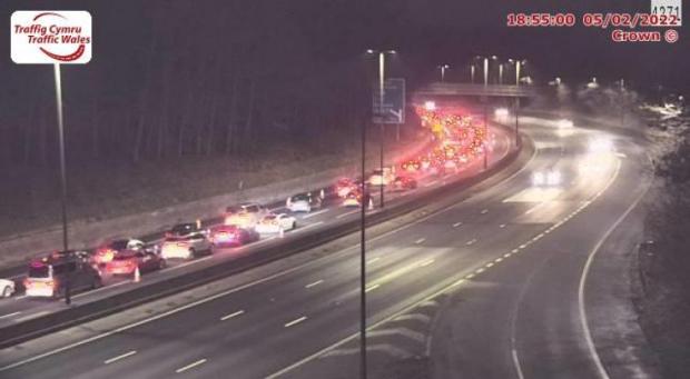 The accident brought traffic to a standstill on the M4 in South Wales