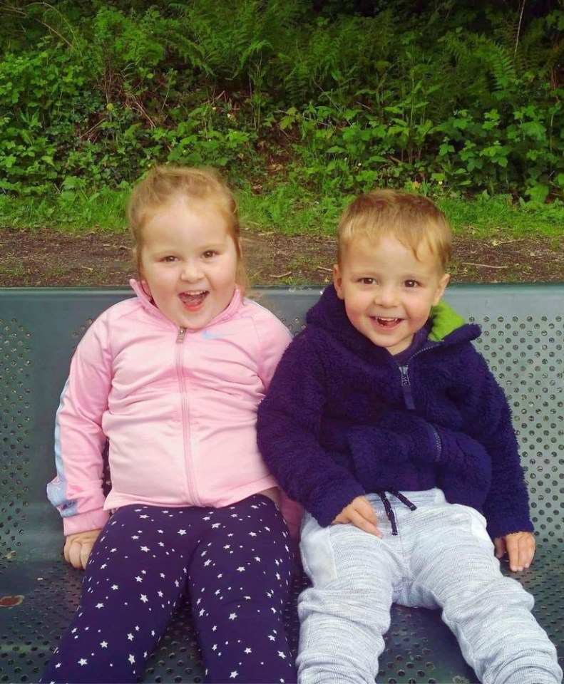 Rhiannon and her partner had pulled over to let four-year-old Gracie-Ann go to the toilet (pictured with her brother Jayden Lee, who also died)