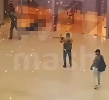 Footage showing four ISIS-K gunmen storming the Crocus City Hall venue in Moscow, March 2024