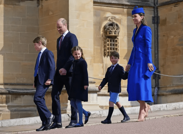 The Prince and Princess of Wales and their kids at last year's Easter service