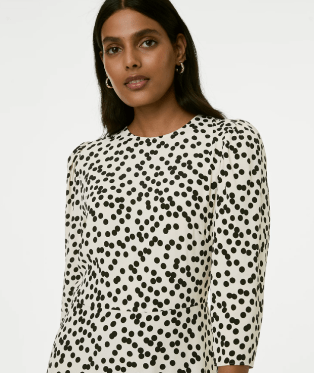 The polka dot dress has caught the attention of shoppers at M&S