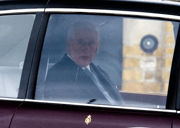 Charles has been spotted leaving Windsor Castle on Tuesday