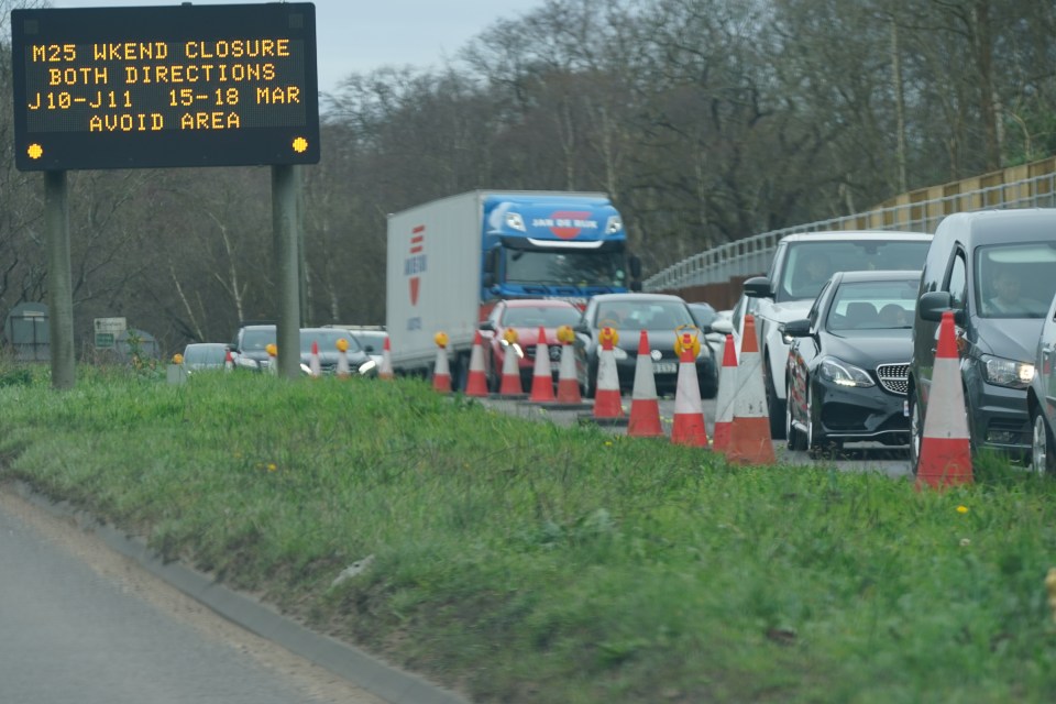 Heavy traffic is expected on the M25