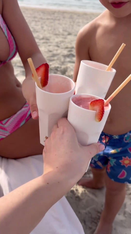 The family enjoyed some fruity drinks on the private beach